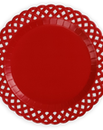 Red Basketweave Dinner Paper Plates