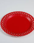 Red Basketweave Dinner Paper Plates