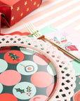 Pink Basketweave Dinner Paper Plates