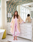 Scalloped Pajama Set Long - Light Pink Chintz
