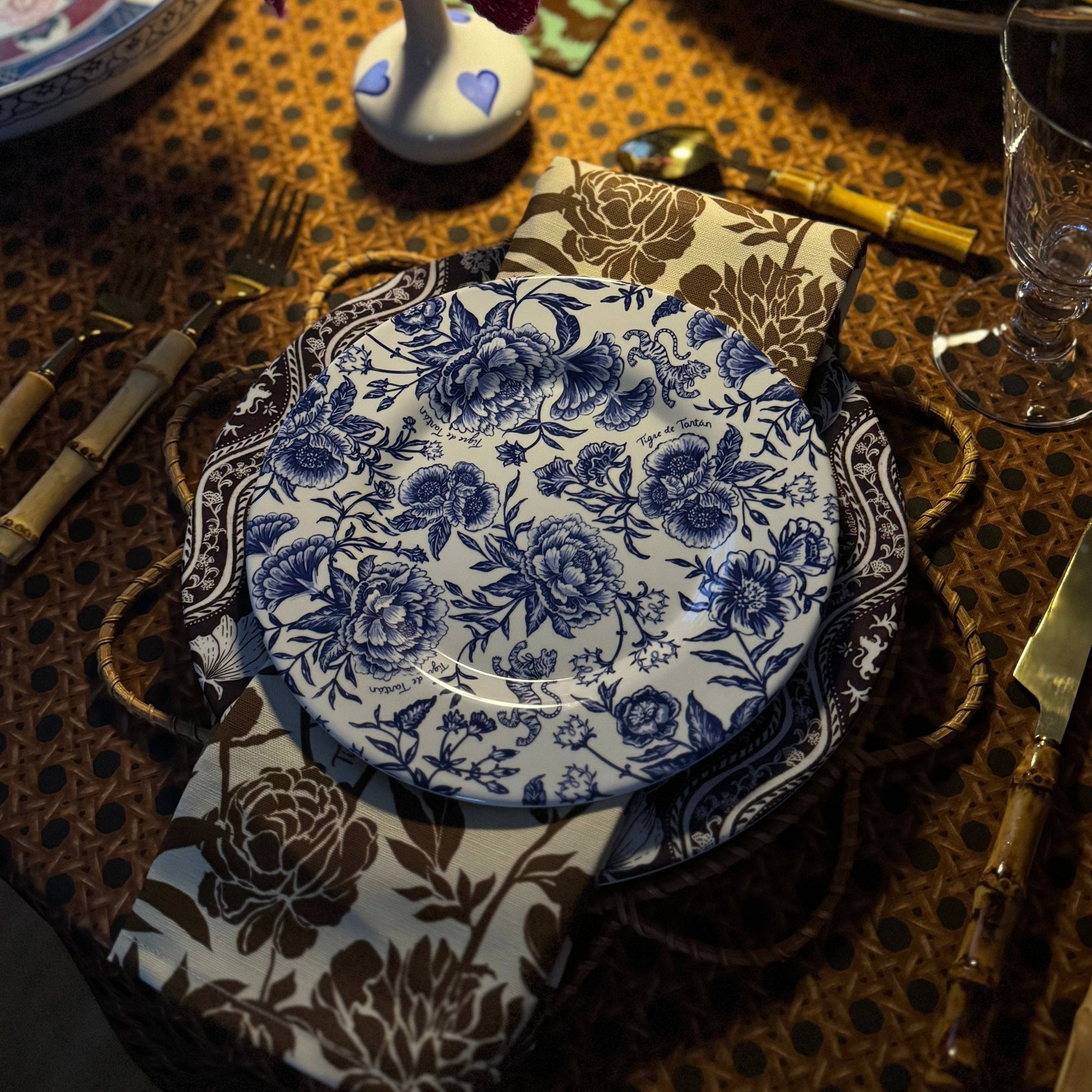 Melamine Chinoiserie Garden Bleu Dinner Plate 10&quot;, Set of 4