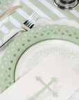Sage Basketweave Dinner Paper Plates