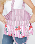 Pink Cherry Quilted Cotton Tote Bag