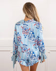Holiday Ginger Jar Stripe Satin Ruffle Short Pajama Set