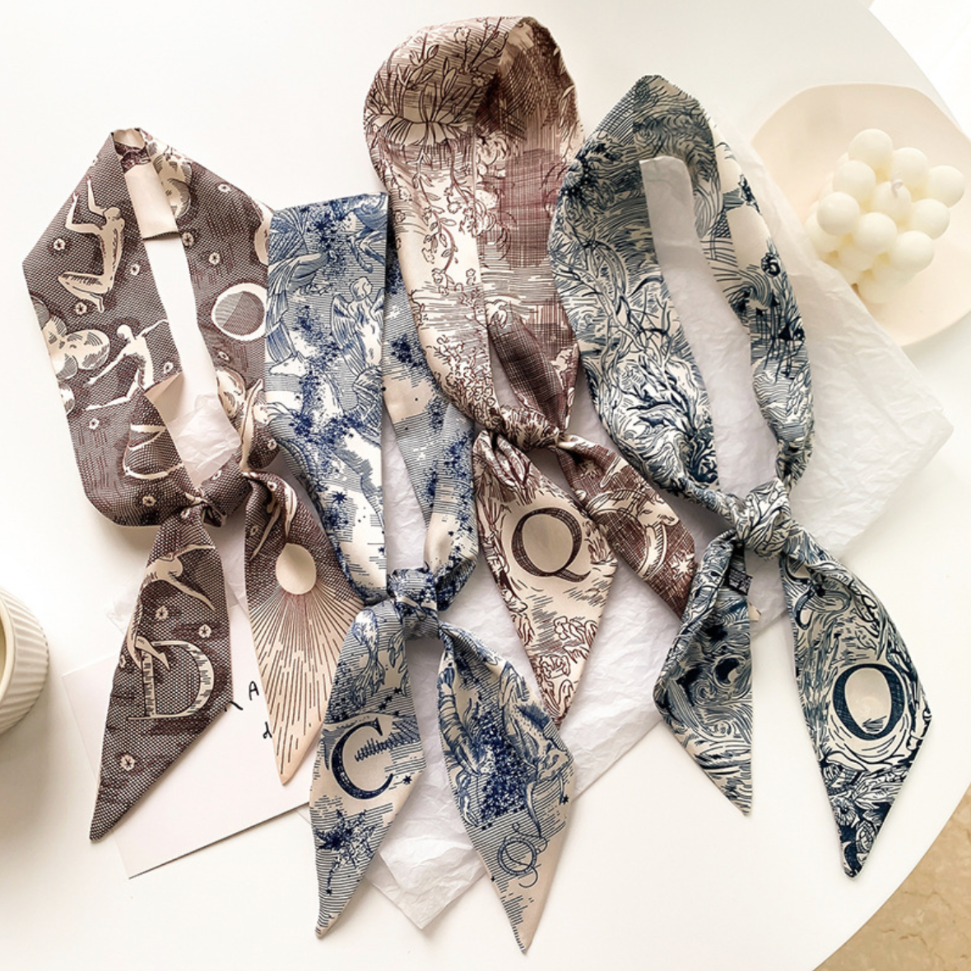 Initial Silk Scarf – Personalized Gift Accent for Her: J