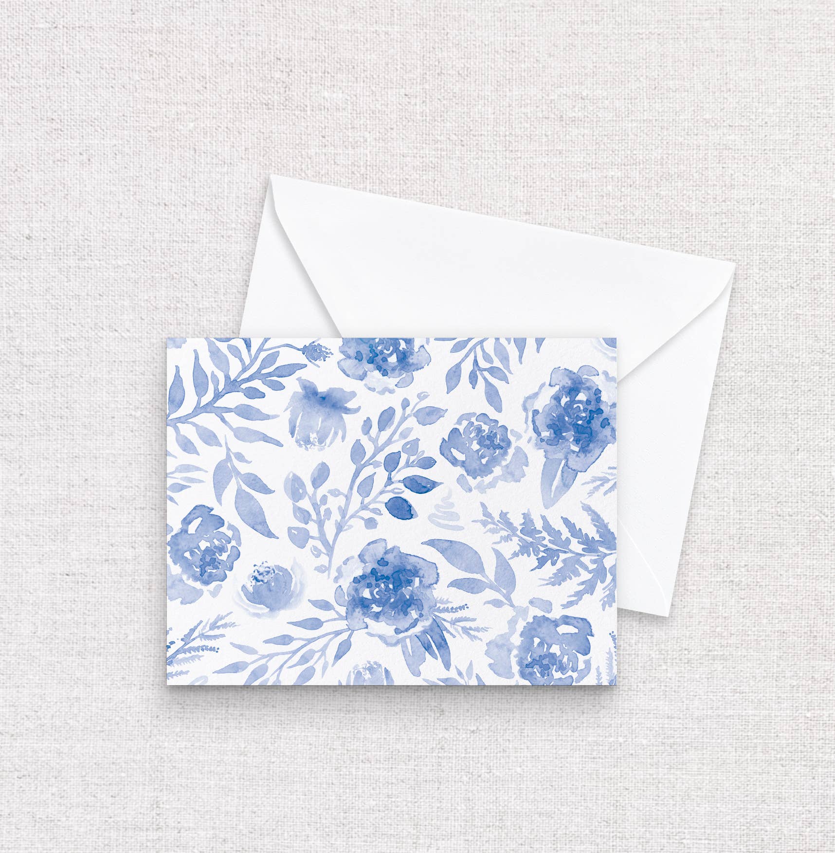 Blue Floral Watercolor Notecards