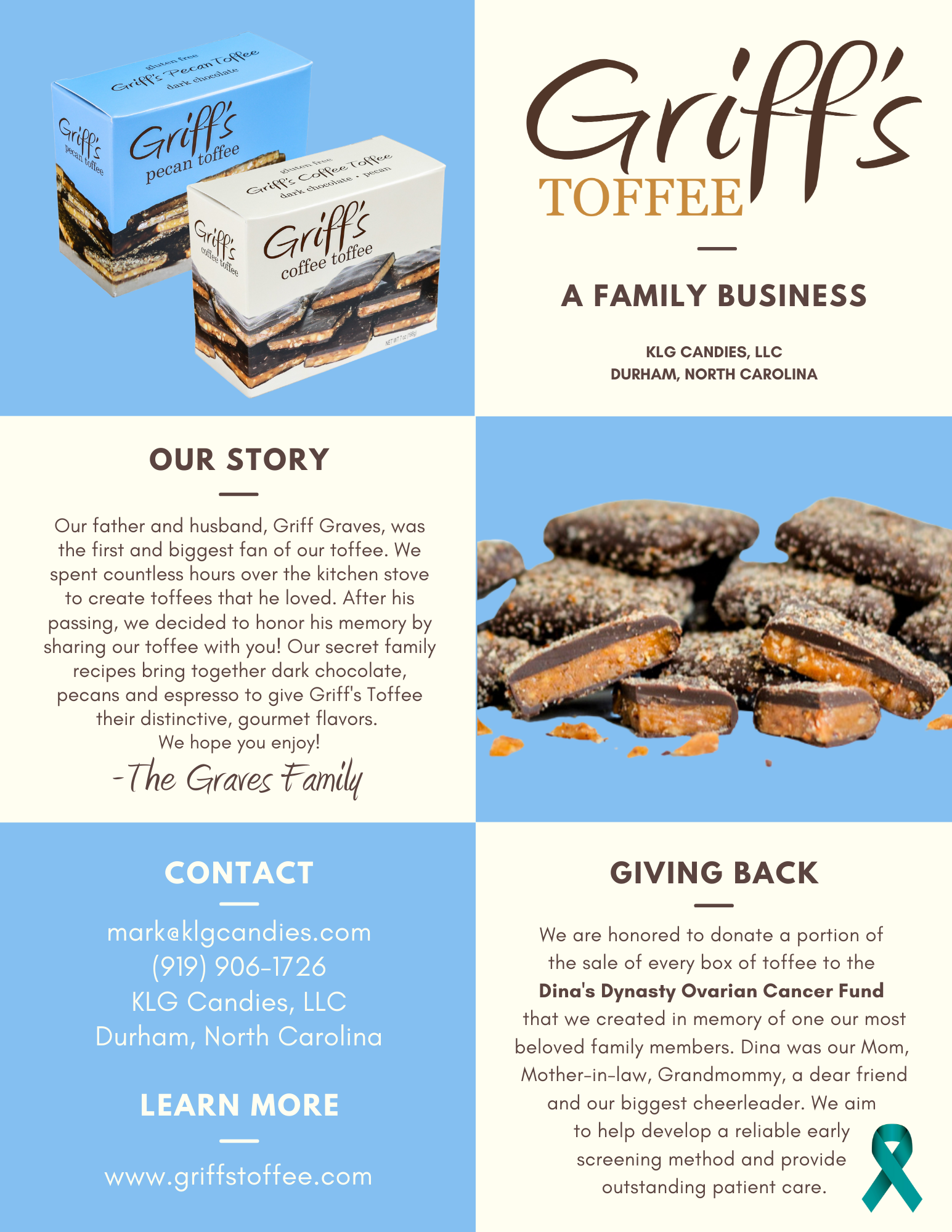 Griff&#39;s Coffee Toffee - 7oz Dark Chocolate Toffee