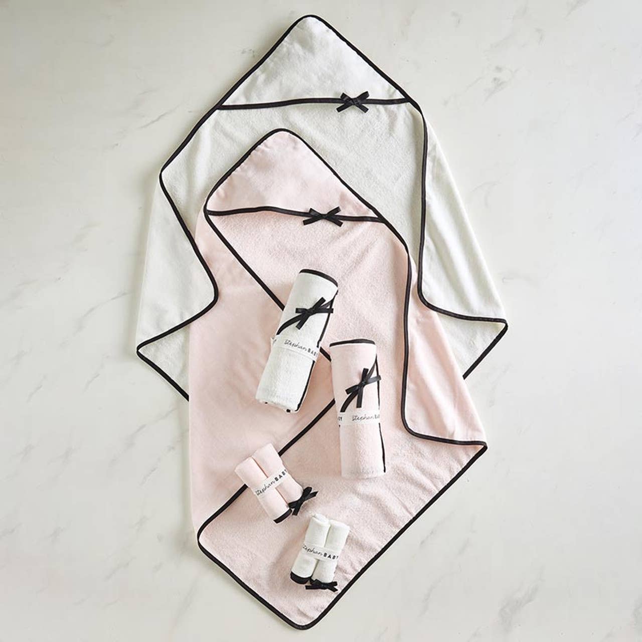 Blush Hooded Towel with Bow