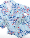 Holiday Ginger Jar Stripe Satin Ruffle Short Pajama Set