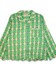 Scalloped Flora Green Pajama Set Long, X-Small