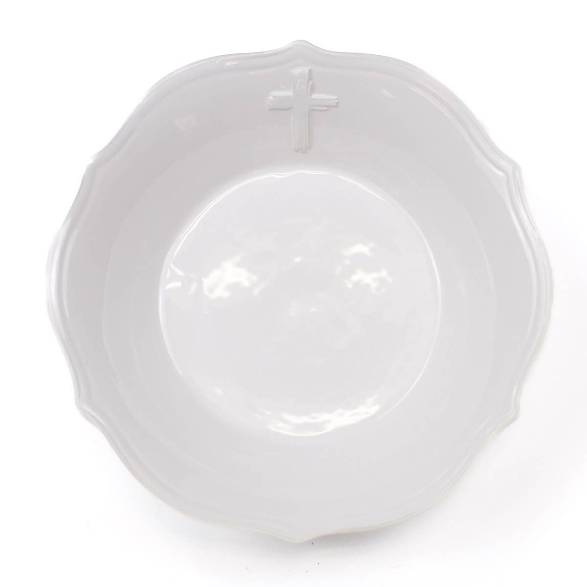 Cross Embossed Serving Bowl   White   11&quot;