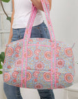 Floral Quilted Cotton Duffle Bag