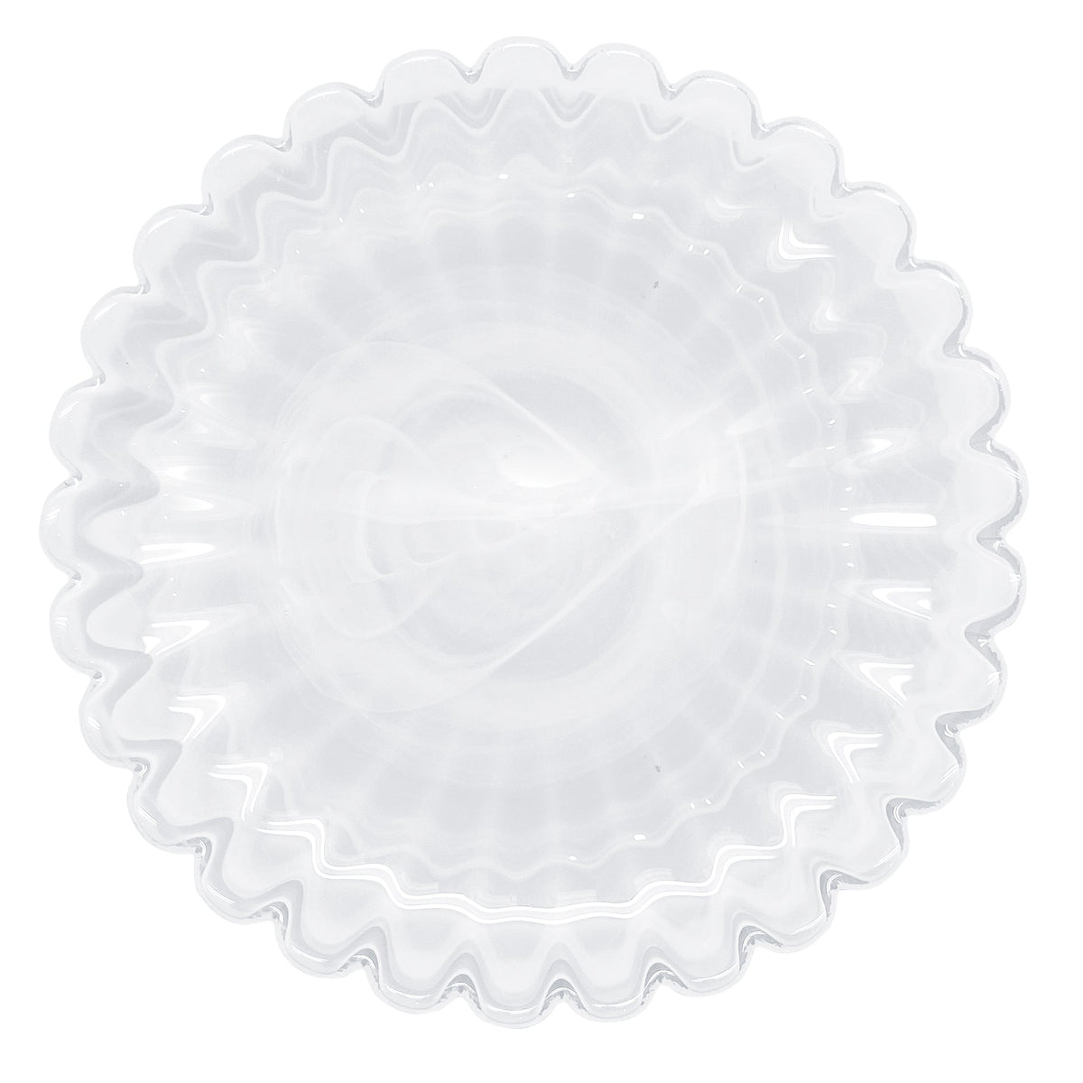 A porcelain scalloped salad plate shown on a white background.