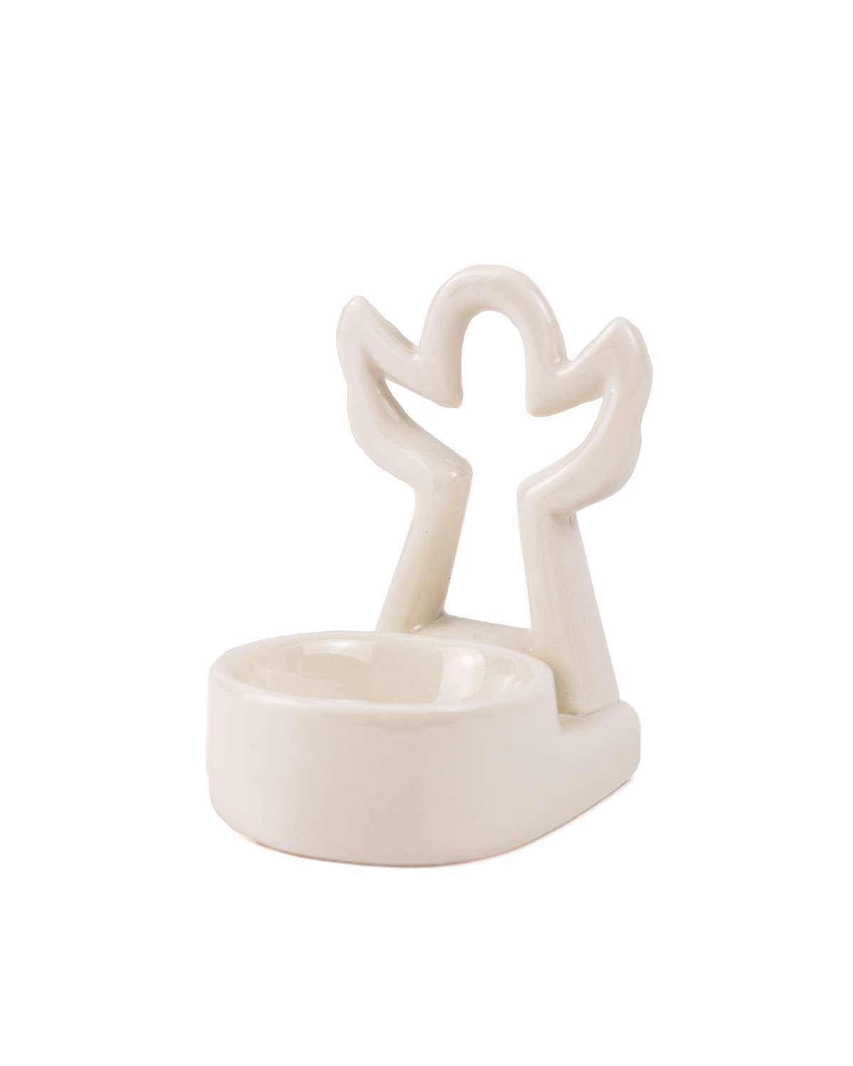 An off-white ceramic Angel tea light holder 