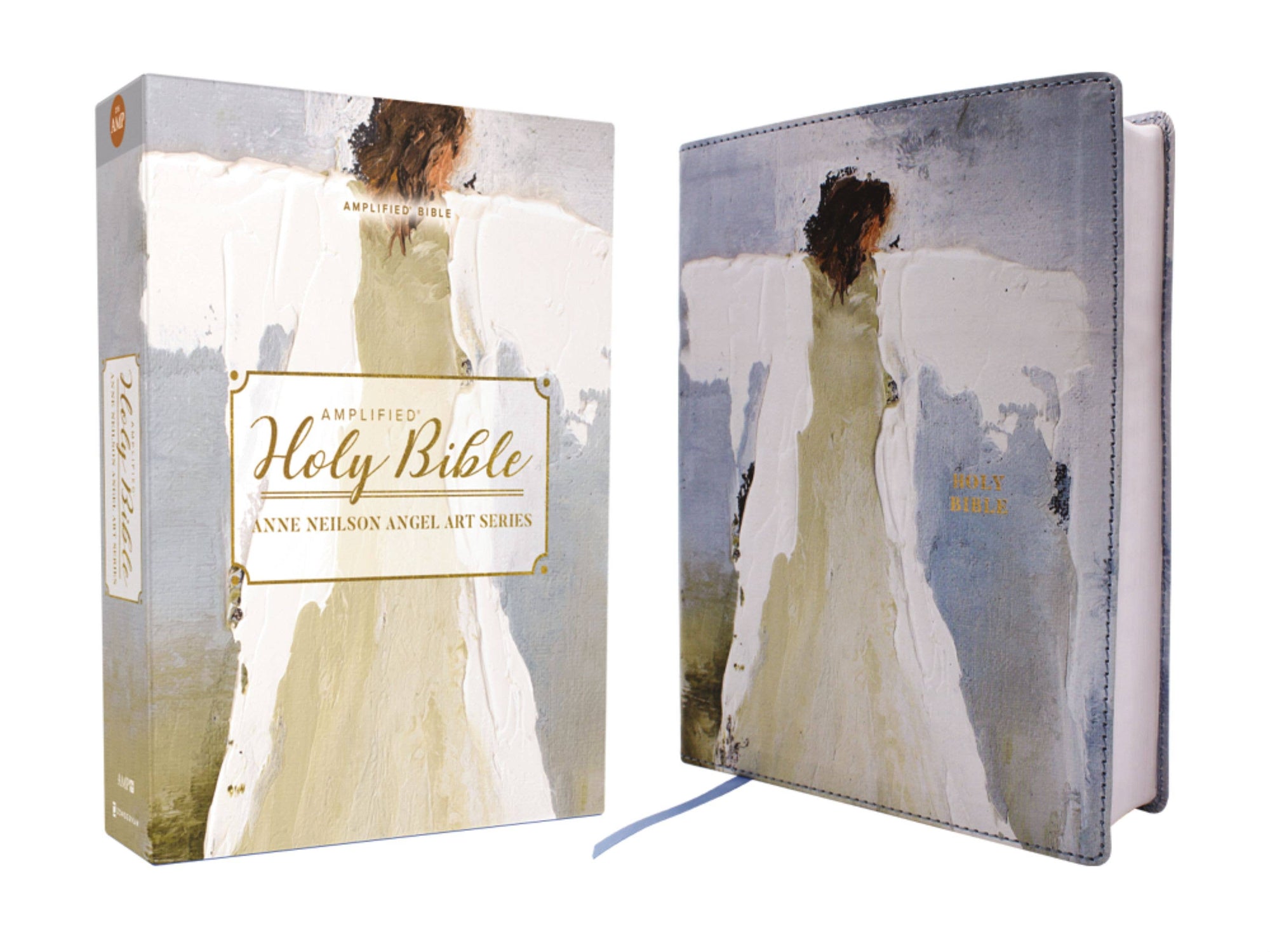 Holy Bible with angel design on cover and packaging