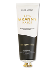 Hand cream tube labeled 'Anti-Granny Hands' with 'Chez Gagne' branding on a white background.