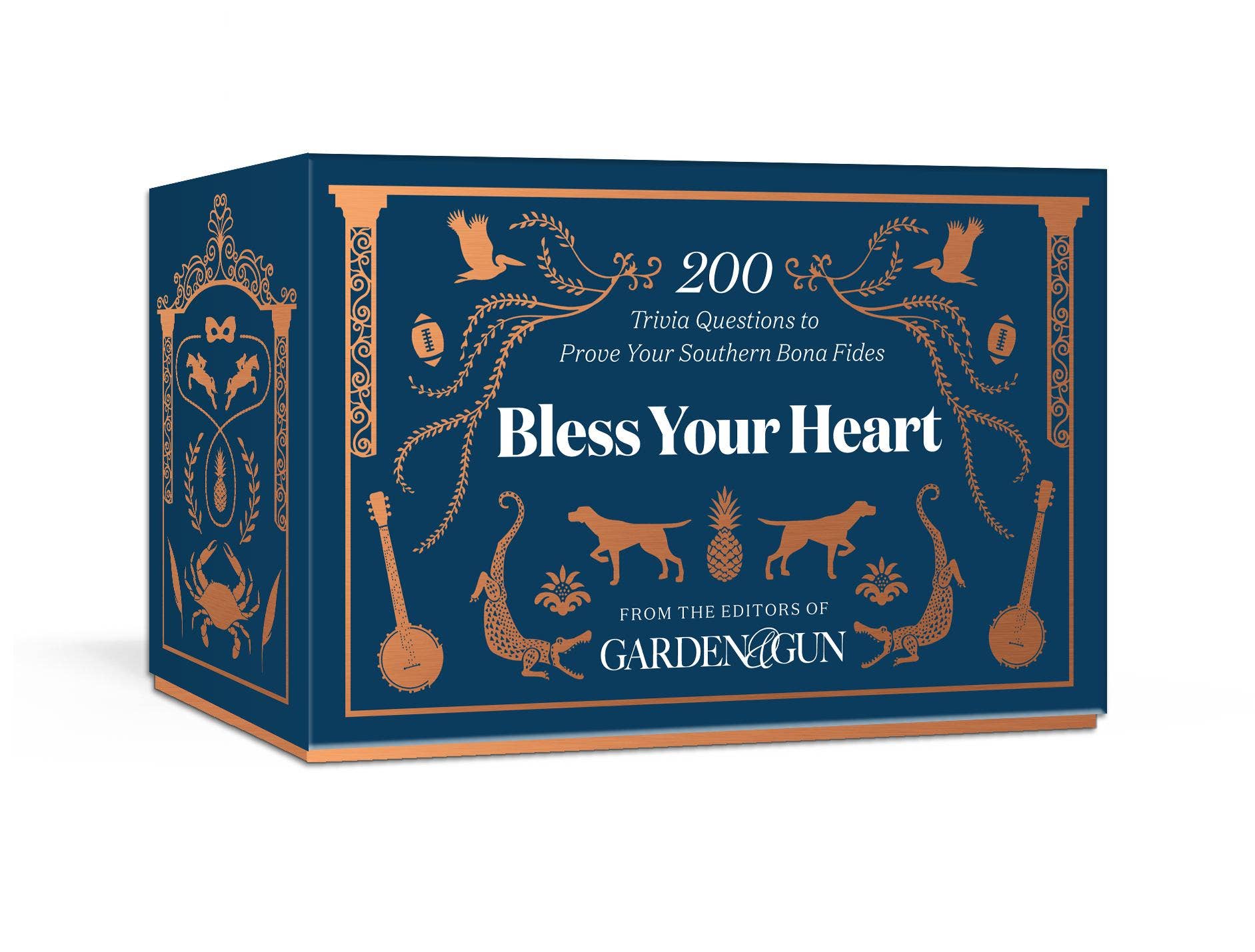 Blue box with decorative elements and text on a white background