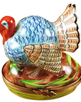 Blue Turkey with Cornstalk Limoges Box