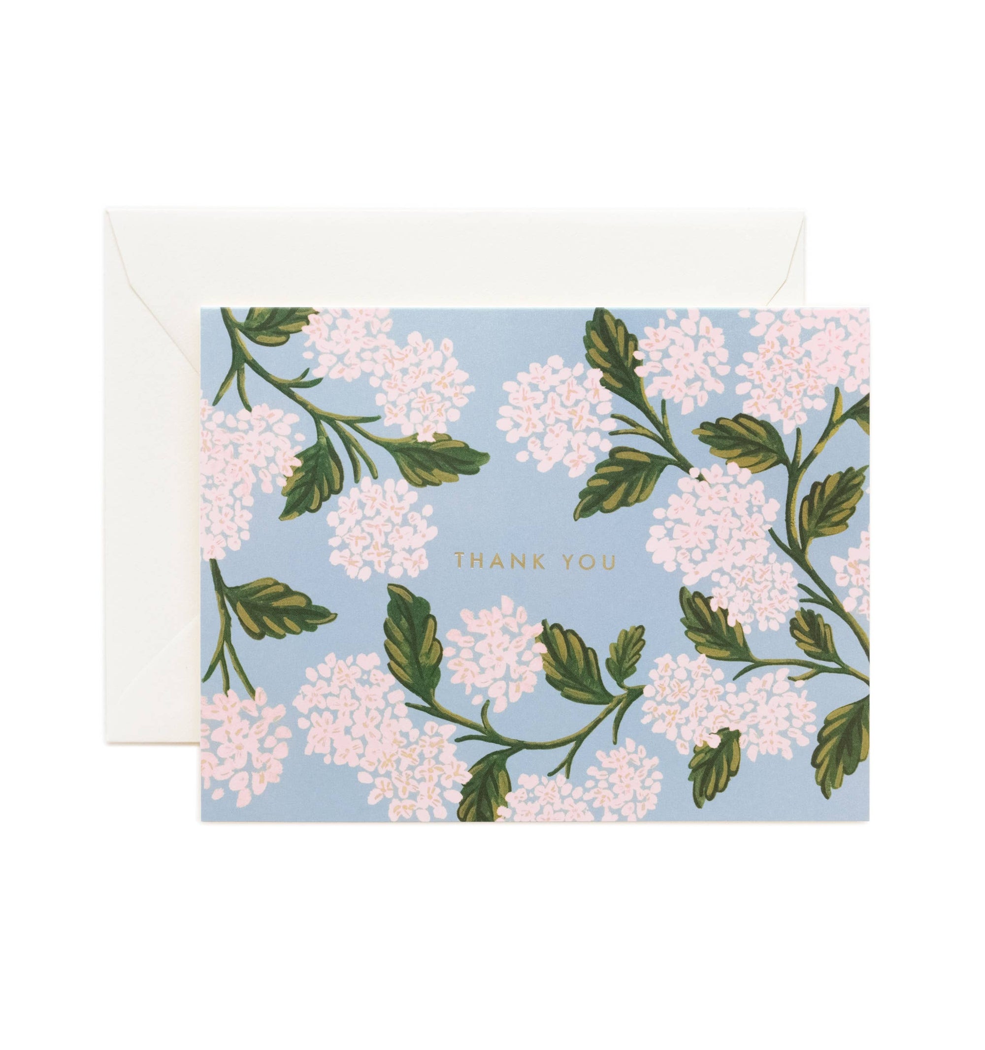 Floral card with 'Thank You' text on a light blue background