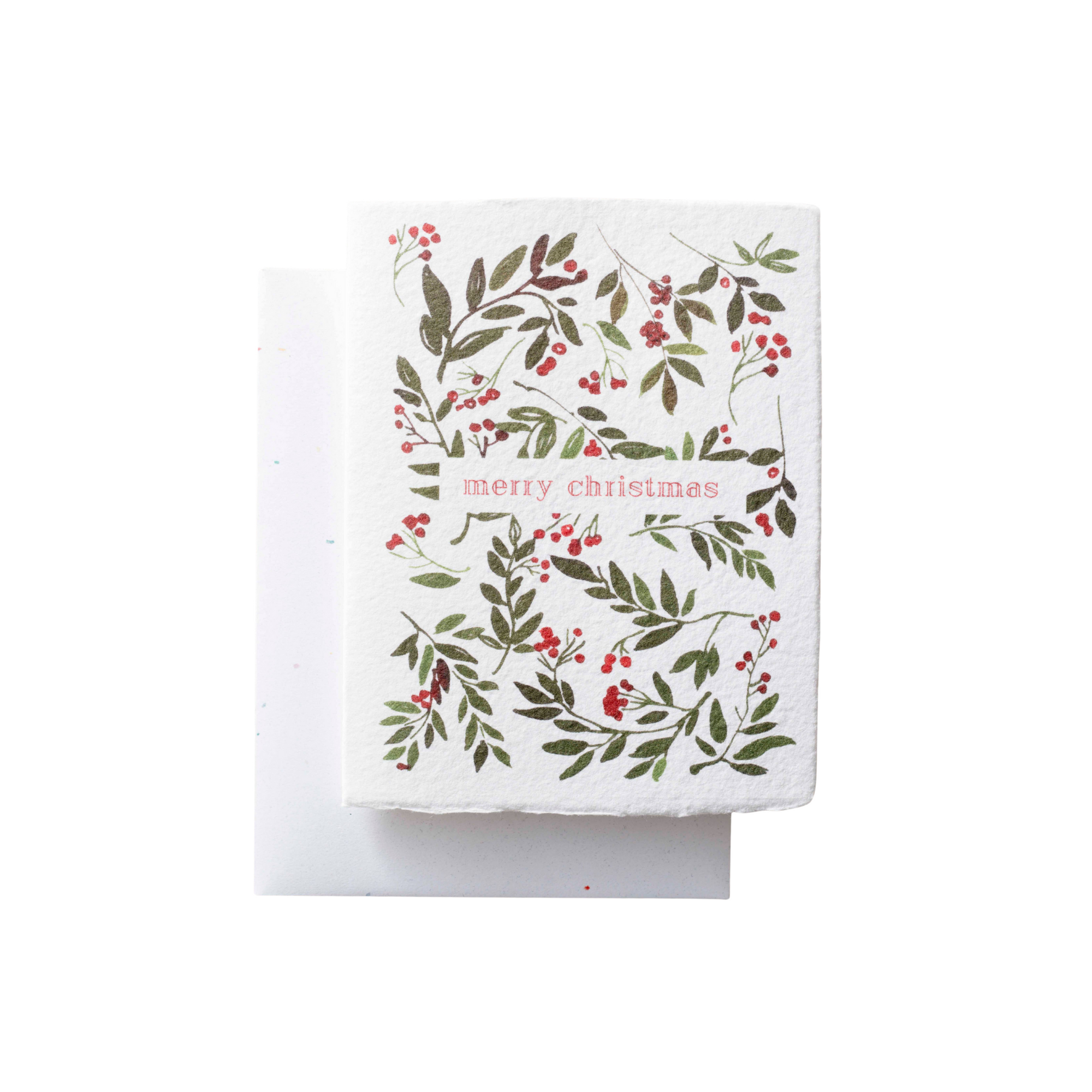 Card with Christmas wreath design and 'Merry Christmas' text on a white background