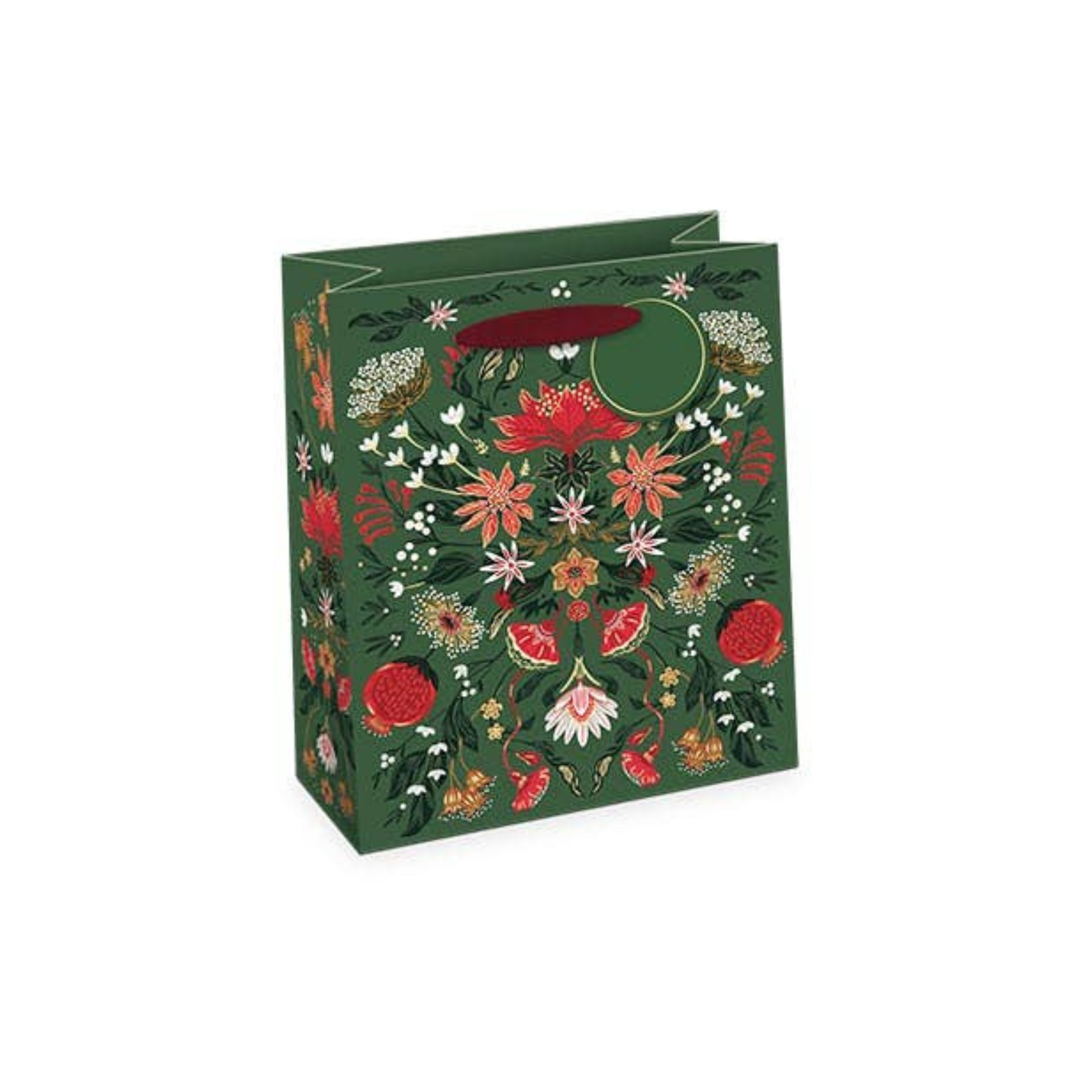 Gift bag with floral design on a white background