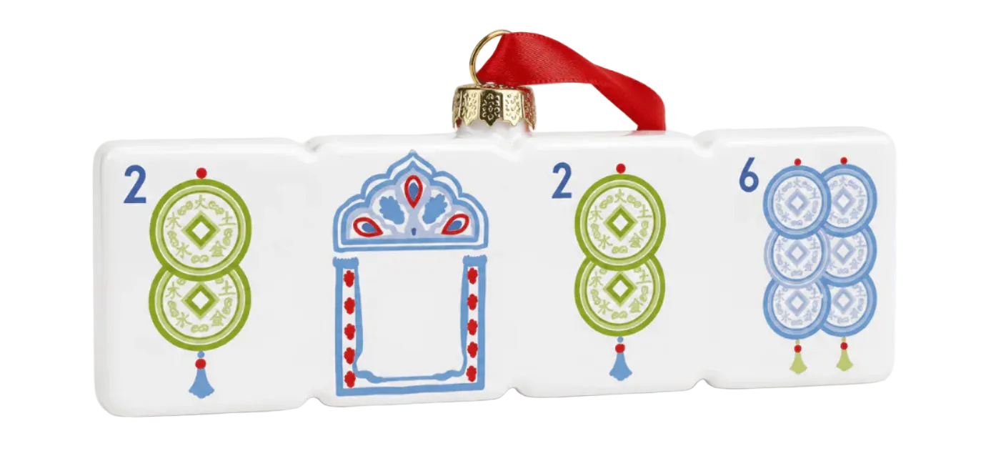 Coin ornament in blue and green.