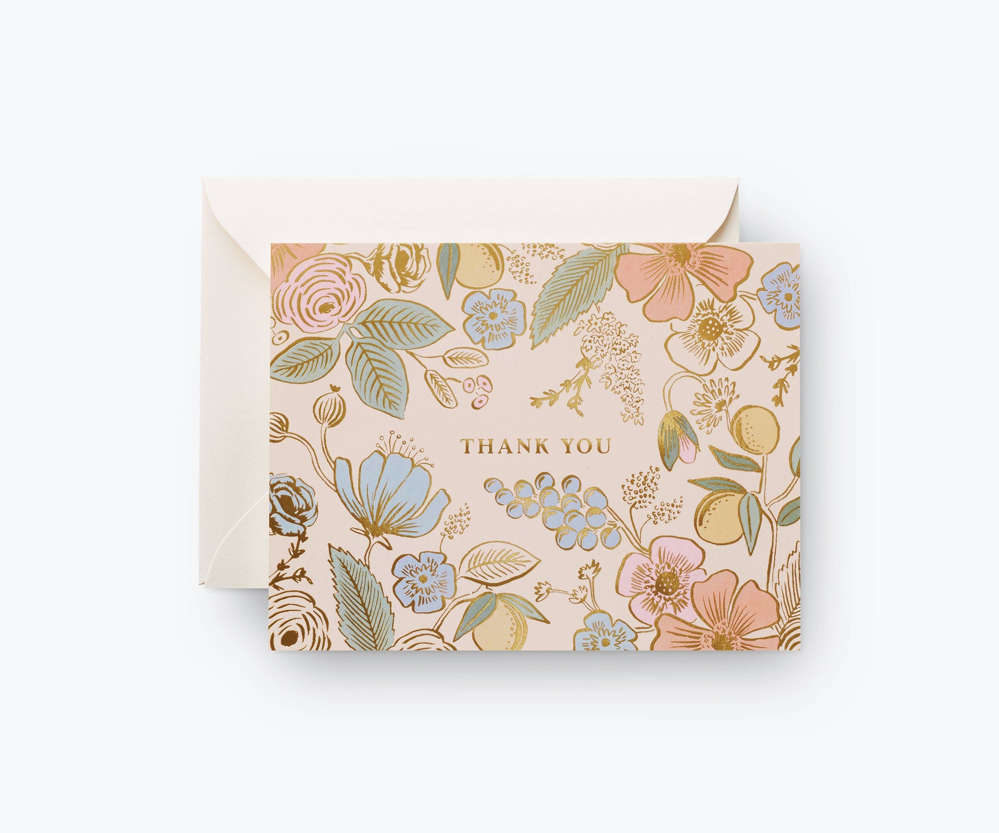 Floral patterned card with 'Thank You' text on a white background