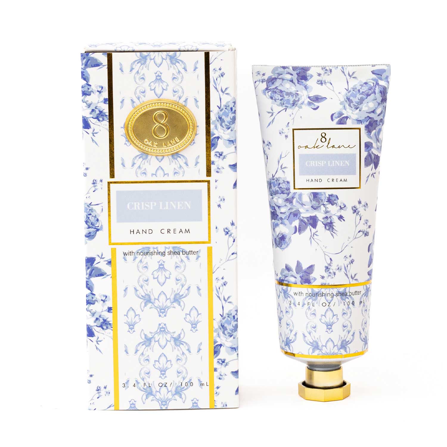 Hand cream with floral packaging on a white background