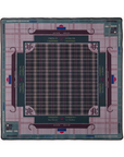 Mahjong mat with grid and player icons on a white background