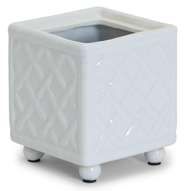 Picture of a Faux Bamboo Square Flower Arranger on a white background