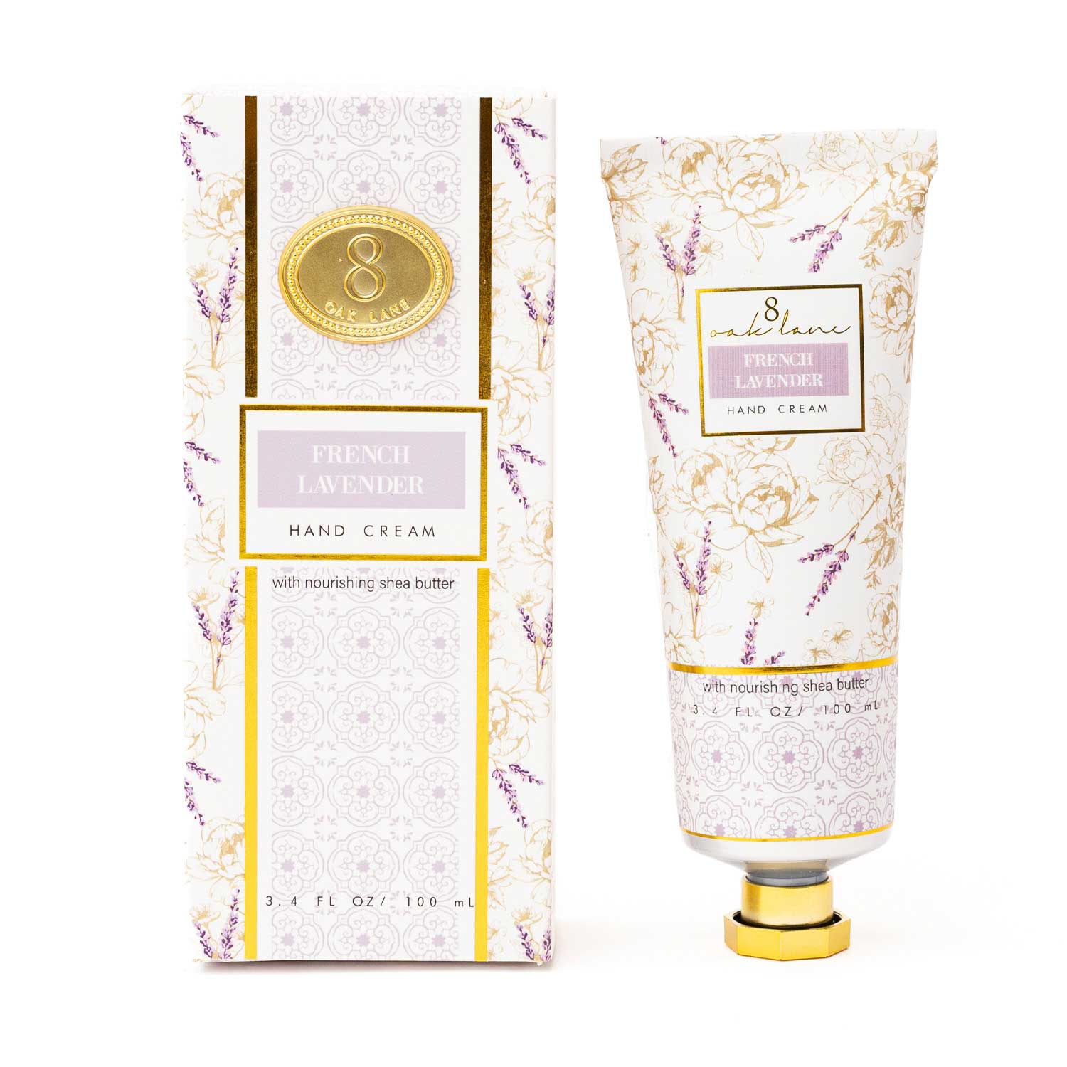 French Lavender hand cream with packaging on a white background