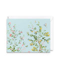 Greeting card with floral design on a light blue background