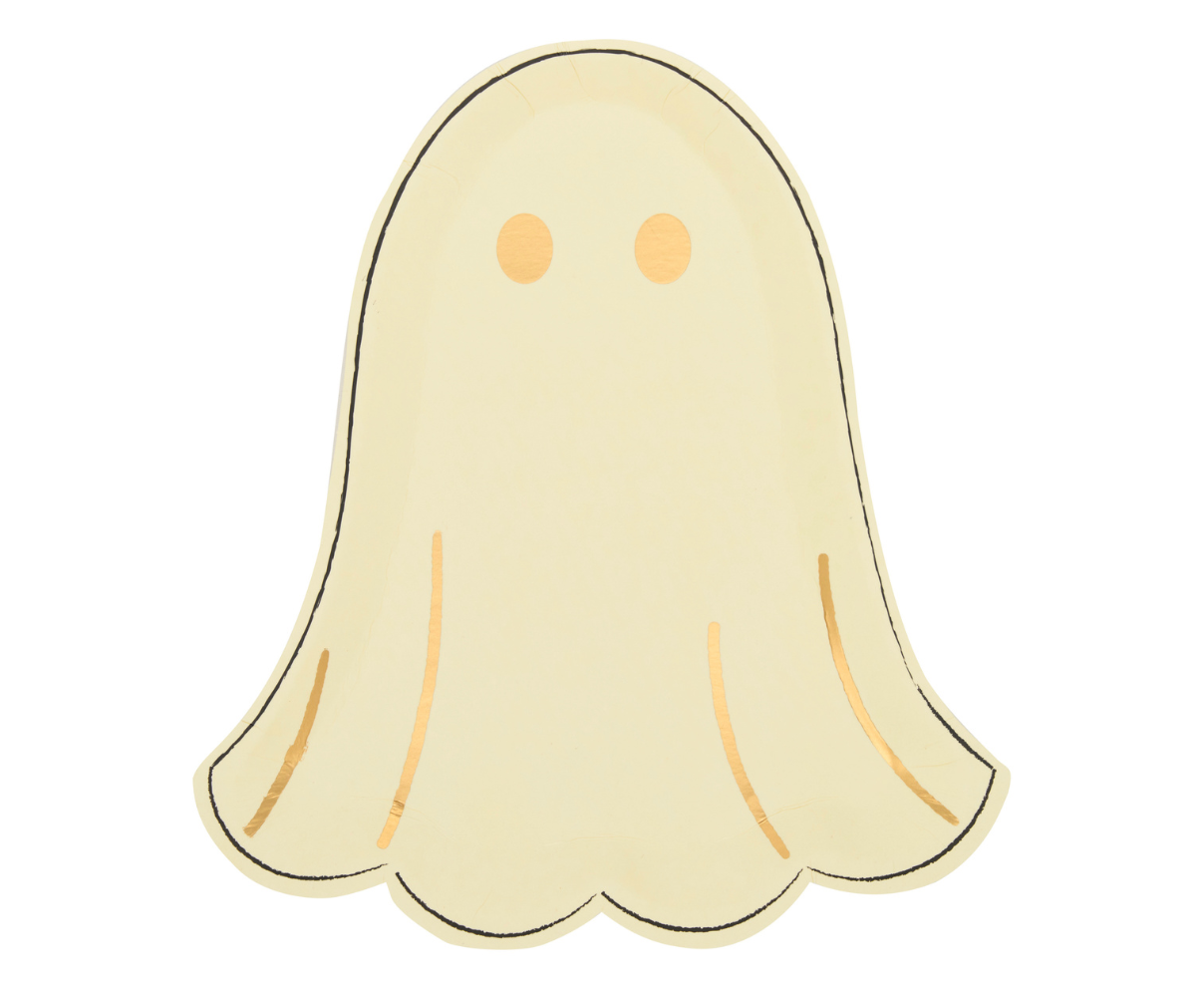 Ghost paper plate with a simple design on a white background