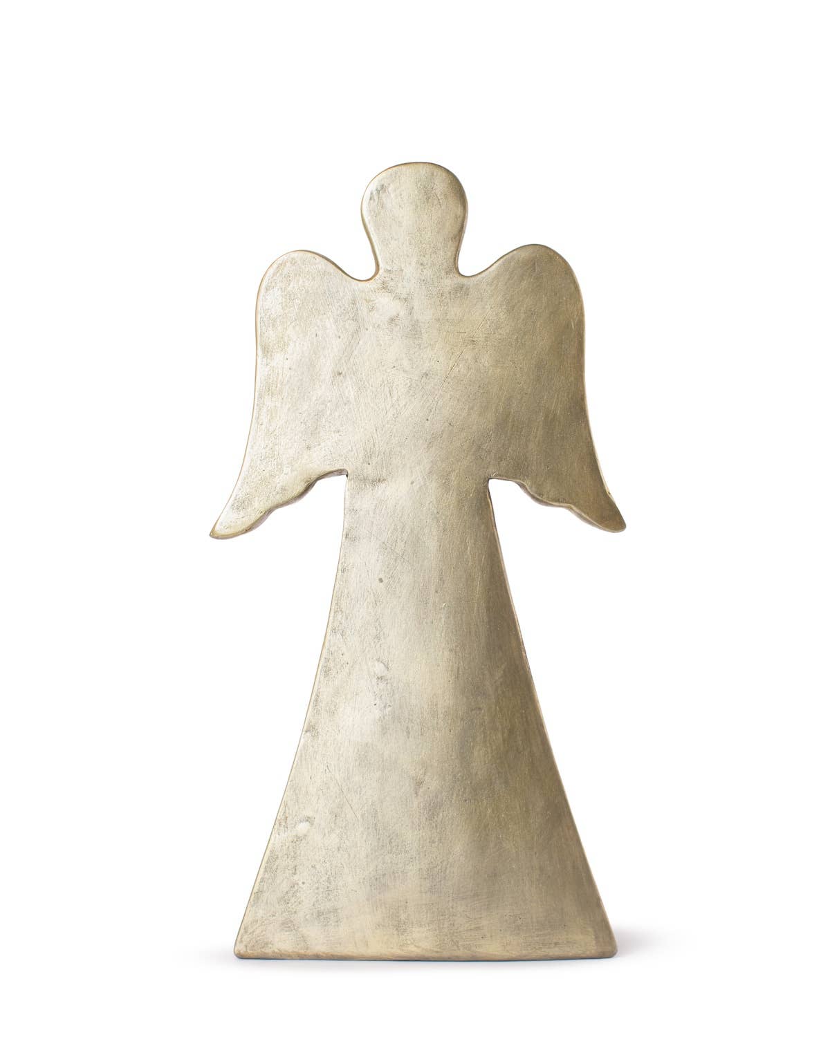 Gold angel figurine on a white background