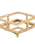 Gold Bamboo Cocktail Napkin Tray with a bamboo design on a white background