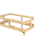 Gold Bamboo Guest Towel Tray with bamboo-like design on a white background