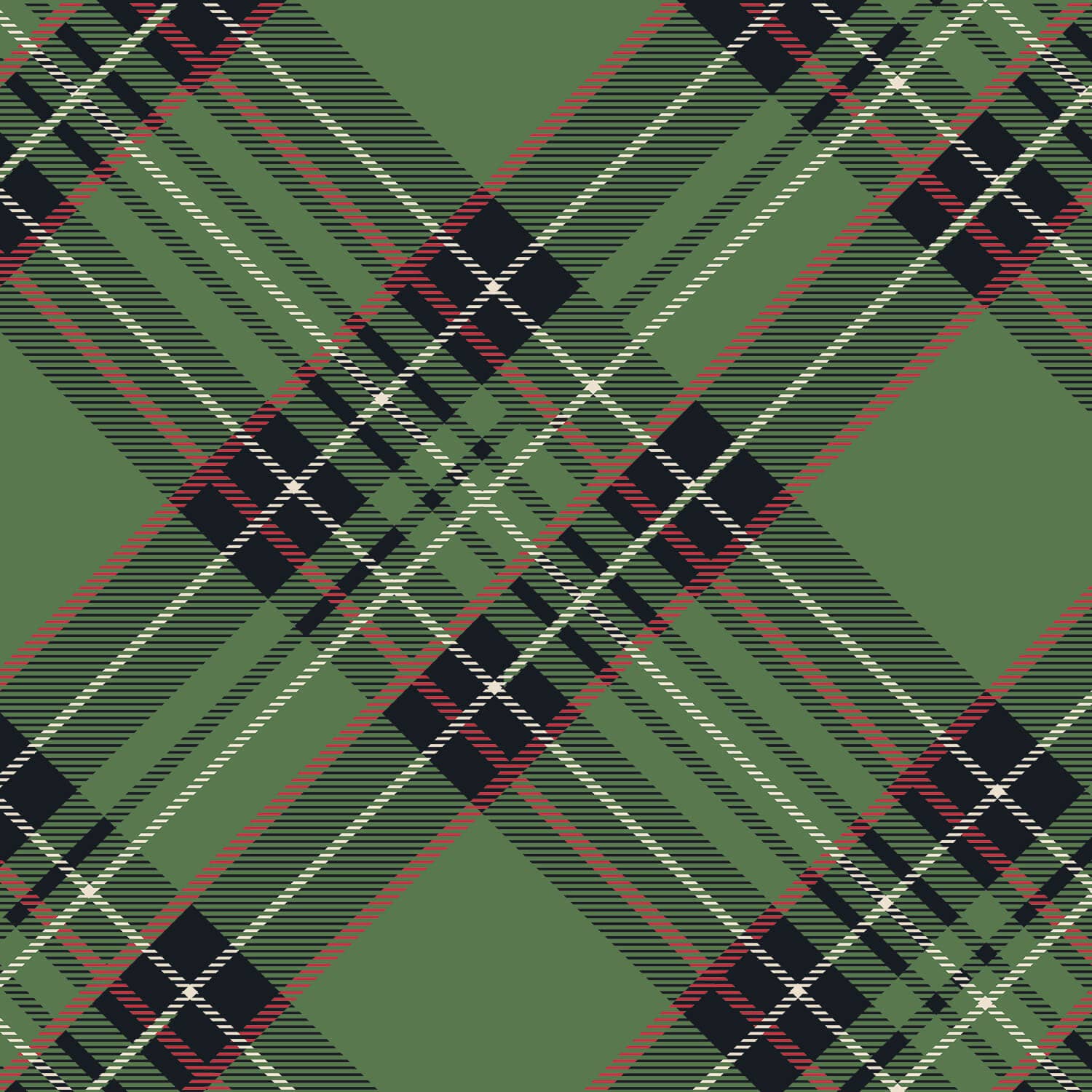 Plaid pattern with green, black, and red colors Cocktail napkin
