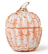 Orange and White Glass swirled pumpkin candle