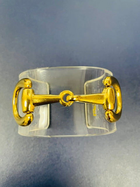 Acrylic Cuff with Vintage Horsebit Brooch
