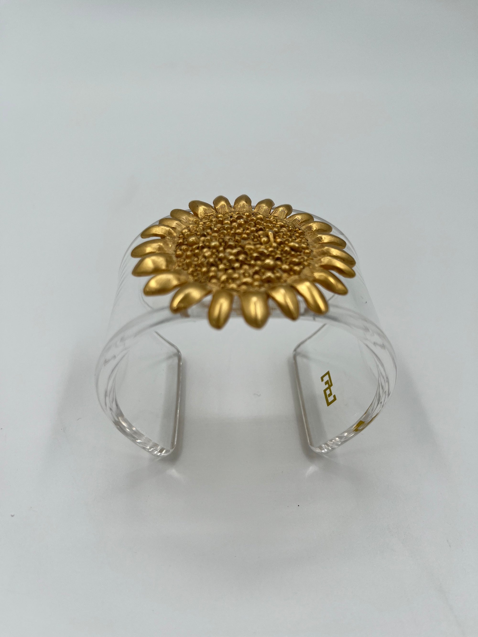 Acrylic Cuff with Vintage Sunflower Brooch