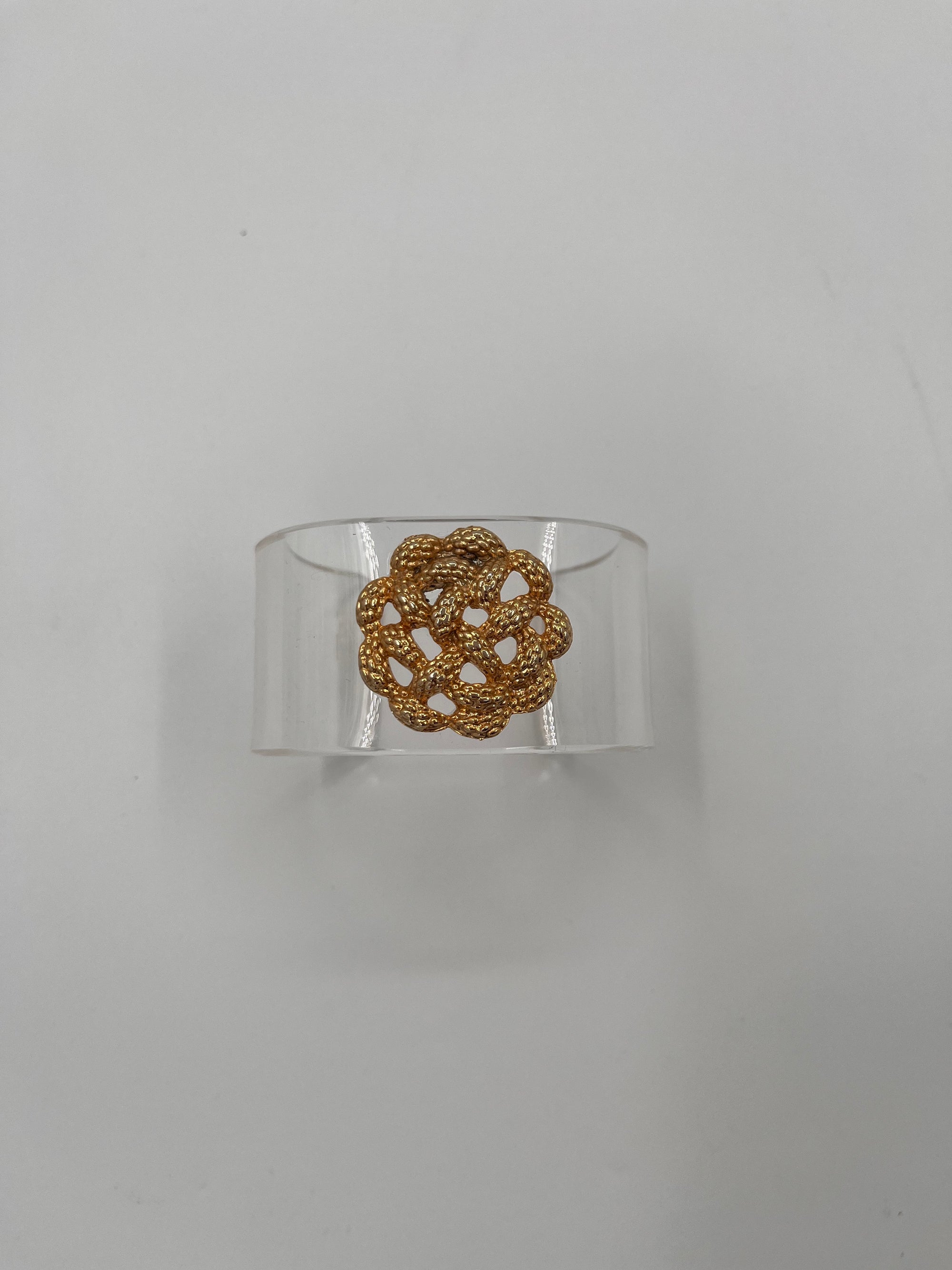 Acrylic Cuff with Vintage Gold Rope Flower Brooch