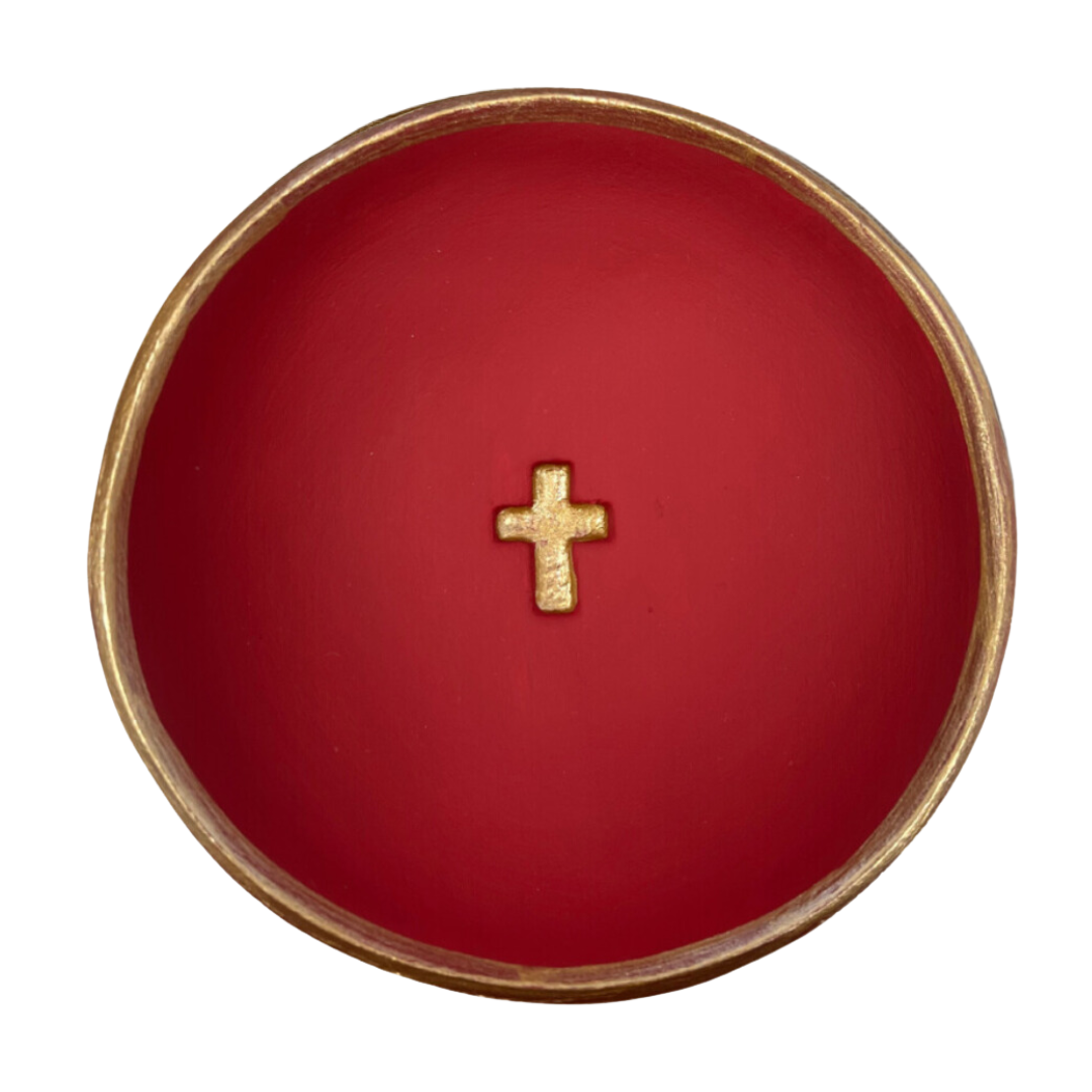Small Cross Bowl Red Background