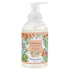A bottle of Mangiacotti Fall Hydrangea foaming hand wash with a clear pump dispenser and a colorful floral label, set against a plain white background.