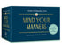 Box of 'Mind Your Manners' etiquette trivia game by The Emily Post Institute on a white background