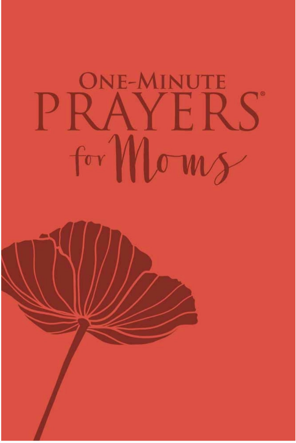 Book cover of 'One Minute Prayers for Moms' with a floral design and title text.