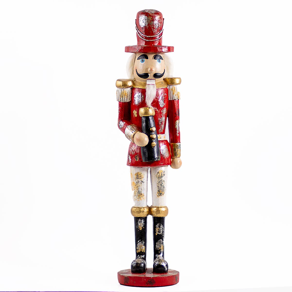 Red, white and gold wooden nutcracker decor