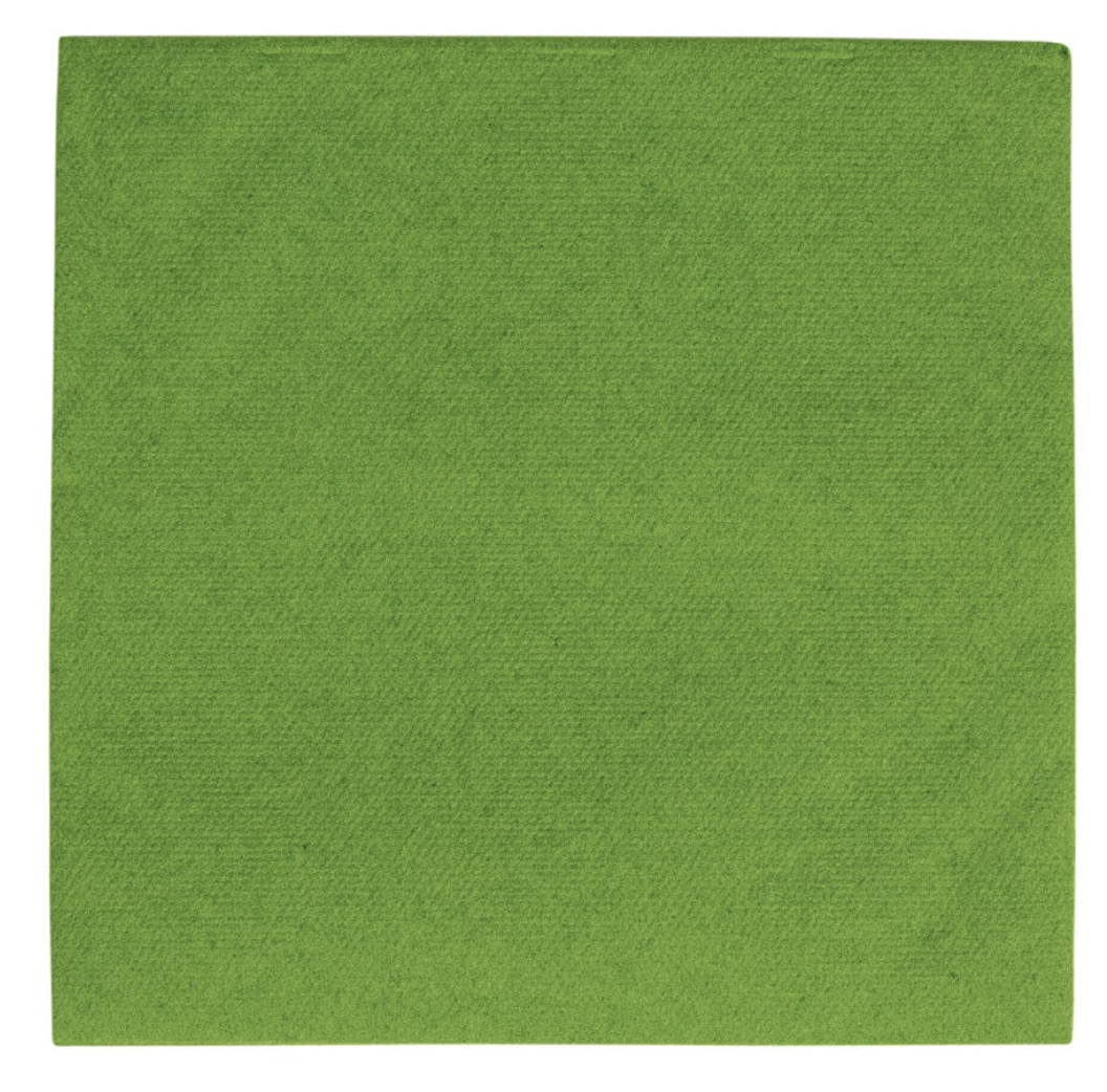 A square green cocktail napkin with a visible woven pattern, shown flat against a white background.