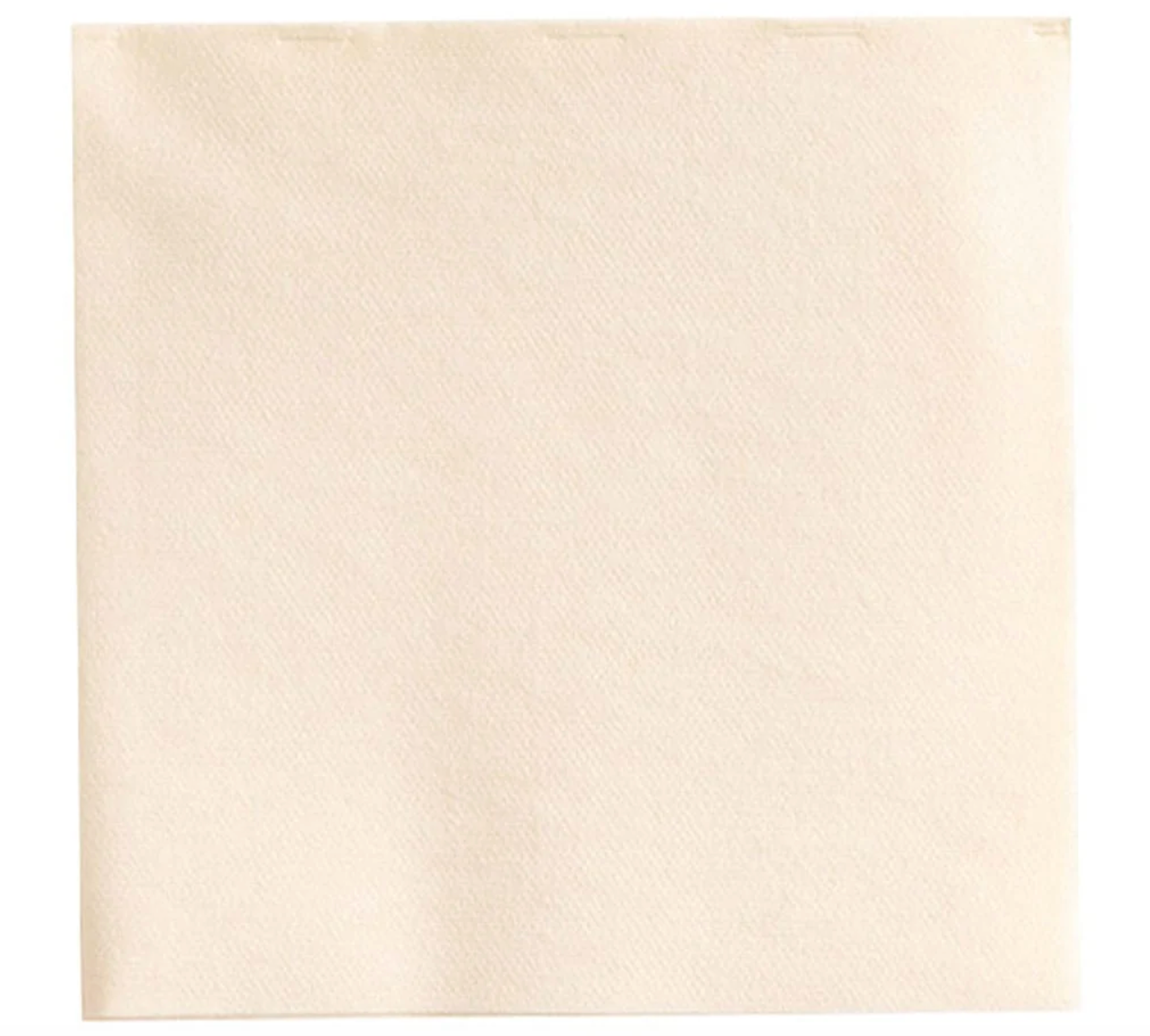 A single square off-white paper napkin with a textured surface, shown flat against a white background.