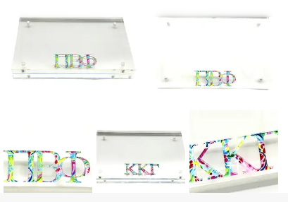 Set of license plates with colorful lettering on a white background