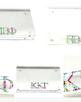 Set of license plates with colorful lettering on a white background